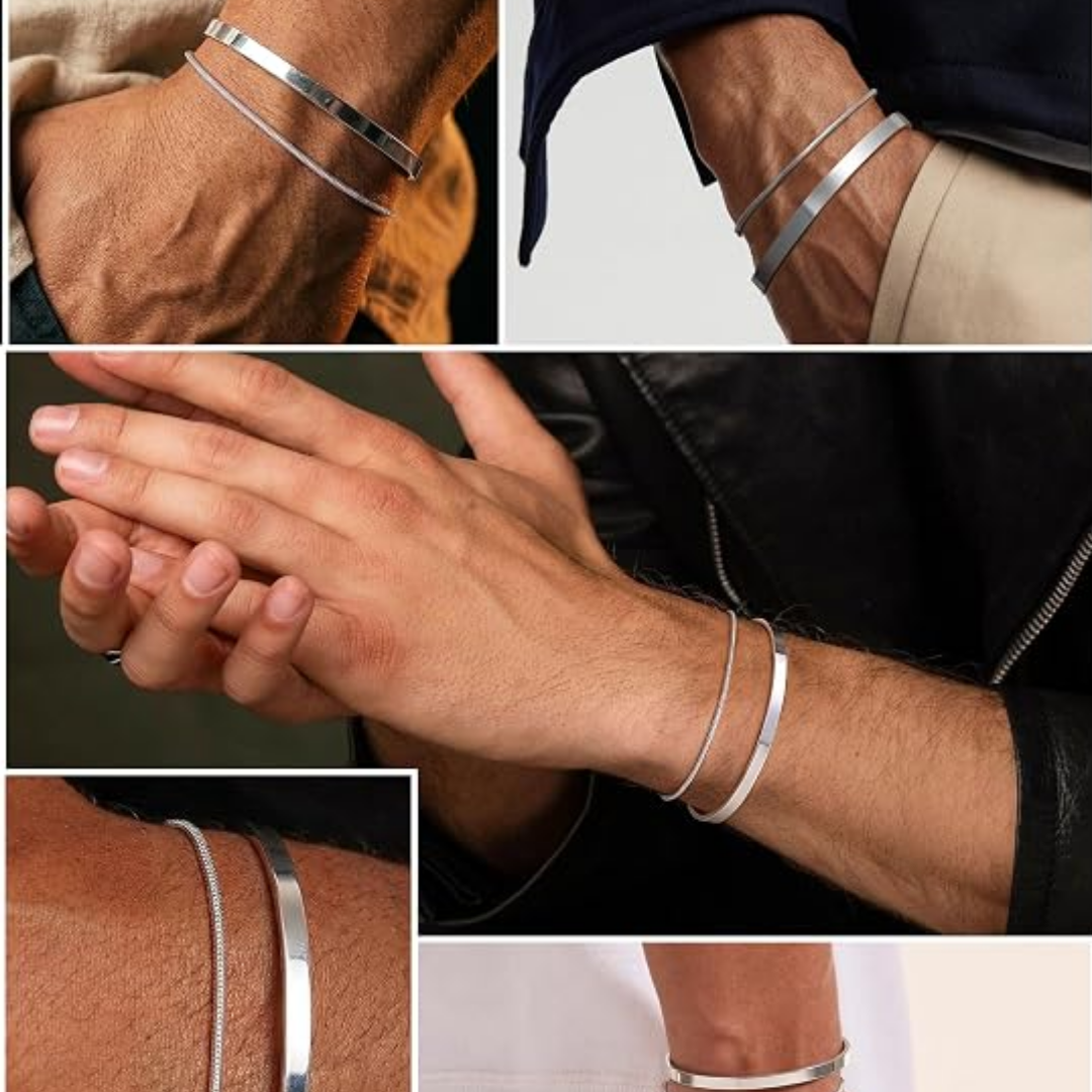 Vidar – Dubbelt armbandsset i stilrent silver