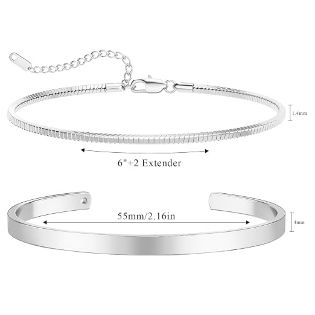 Vidar – Dubbelt armbandsset i stilrent silver