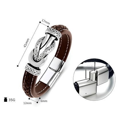 Gunnar – Läderarmband med flätade detaljer och knutspänne