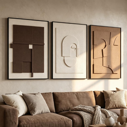 Idun – Tredelat set med 3D-texturerade konsttavlor